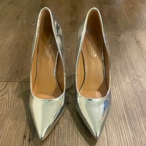 Metallic Silver Pointy Toe Heels